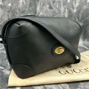 Gucci Black Leather Crossbody Bag with Gold Accent